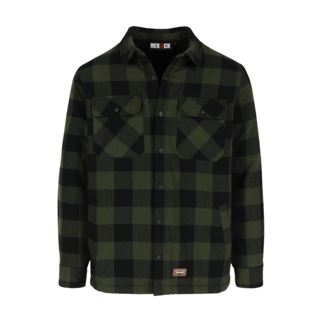[23MJC2301DK-XS] Veste en flanelle HEROCK Puro (XS, Kaki Foncé/Noir)