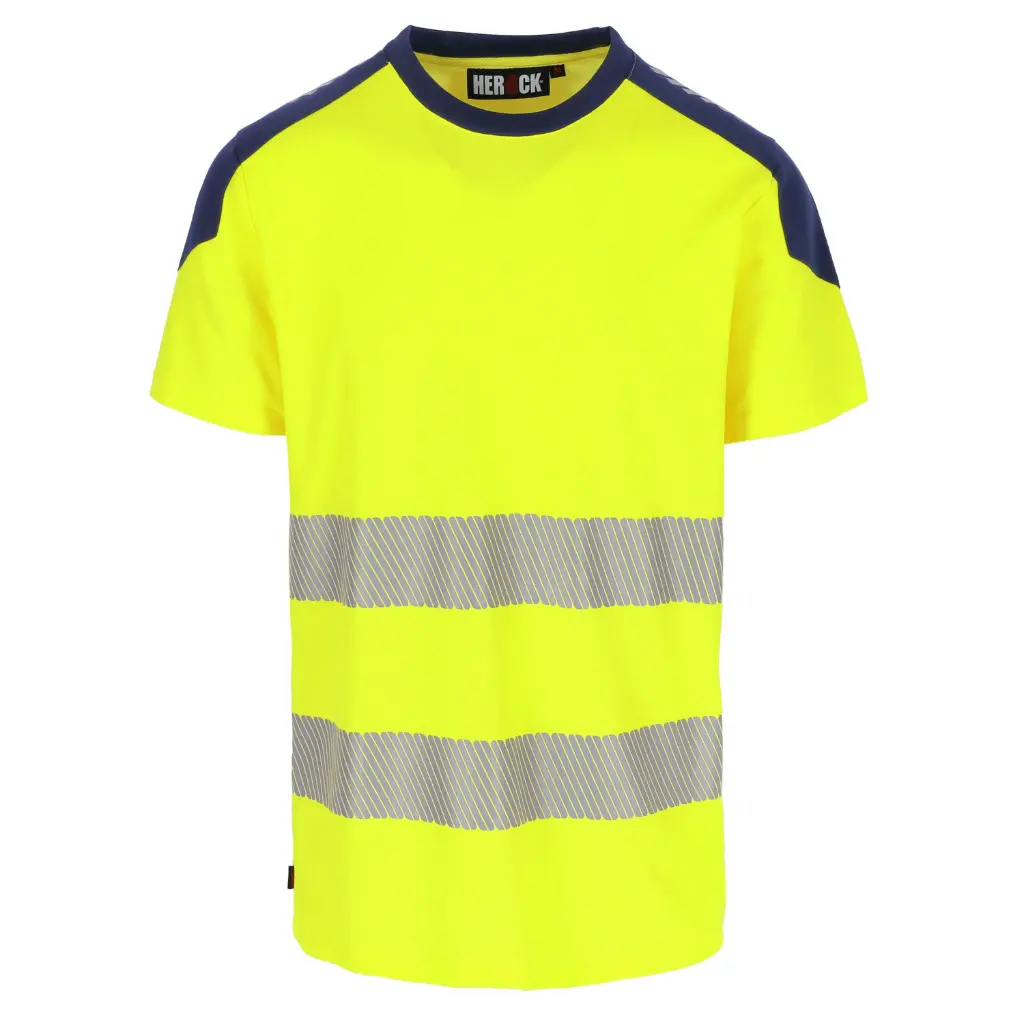 [25MTS2402YENY-XS] T-shirt haute visibilité manches courtes HEROCK Elips (XS, Jaune/Bleu marine)