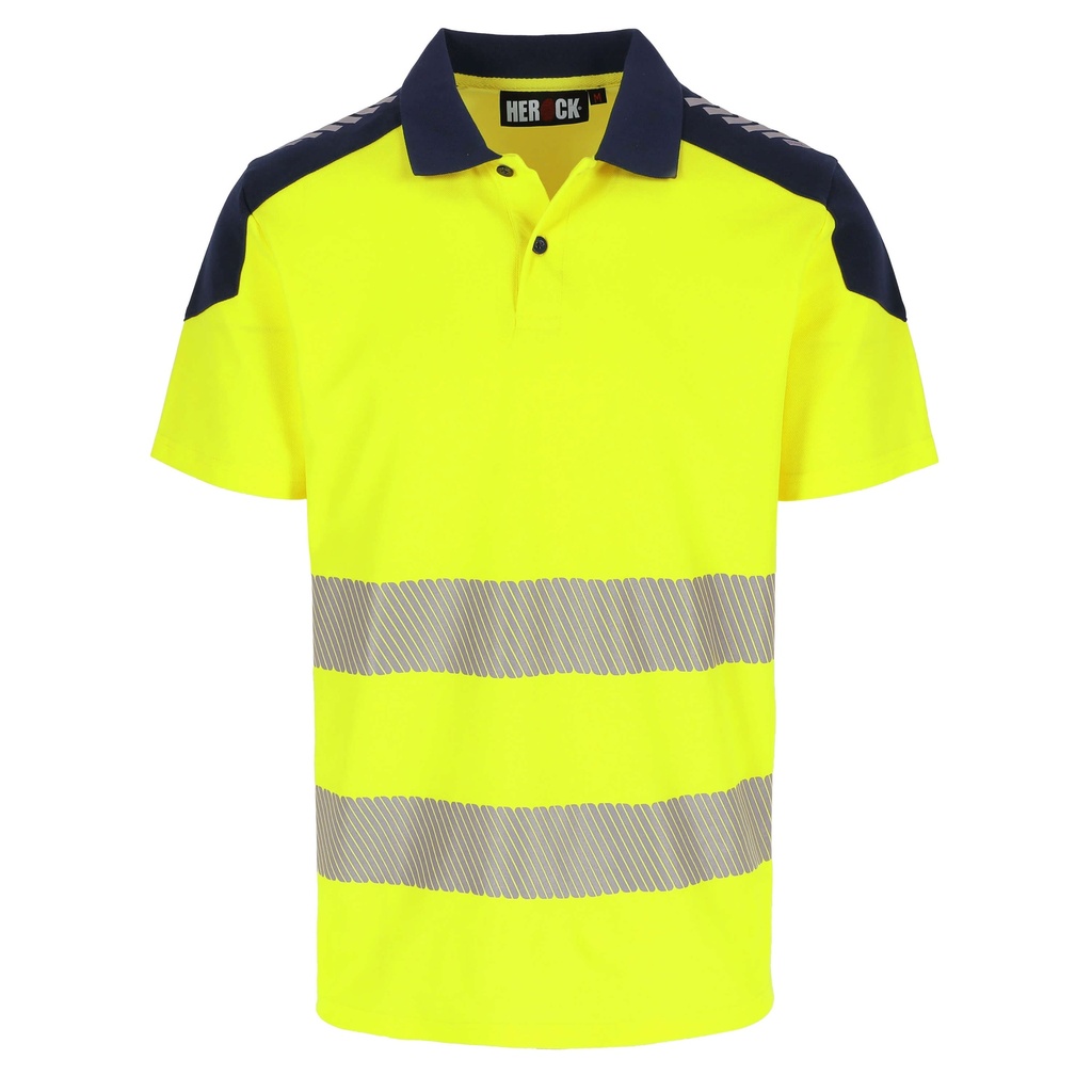 [25MPO2402YENY-XS] Polo haute visibilité manches courtes HEROCK Orbit (XS, Jaune/Bleu marine)