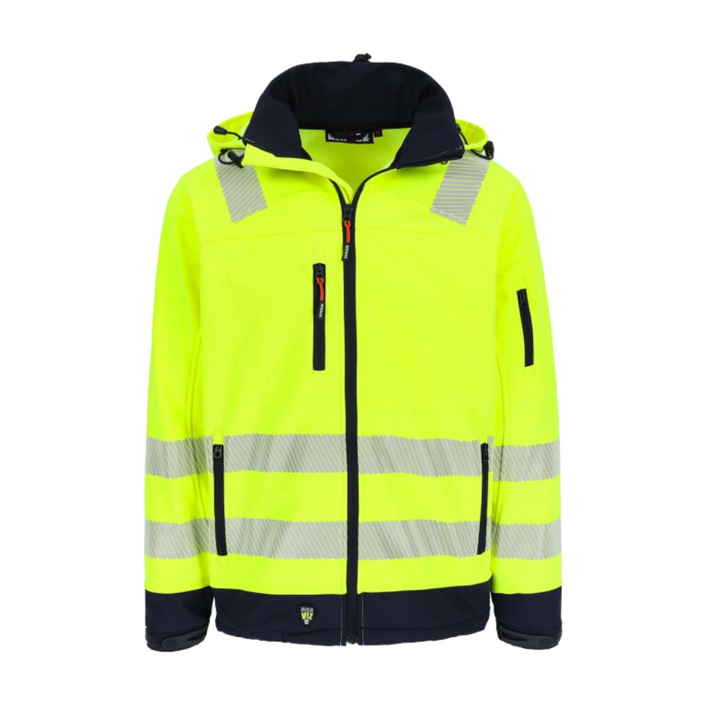 [25MJC1902YENY-S] Veste softshell haute visibilité HEROCK Gregor (S, Jaune/Bleu marine)